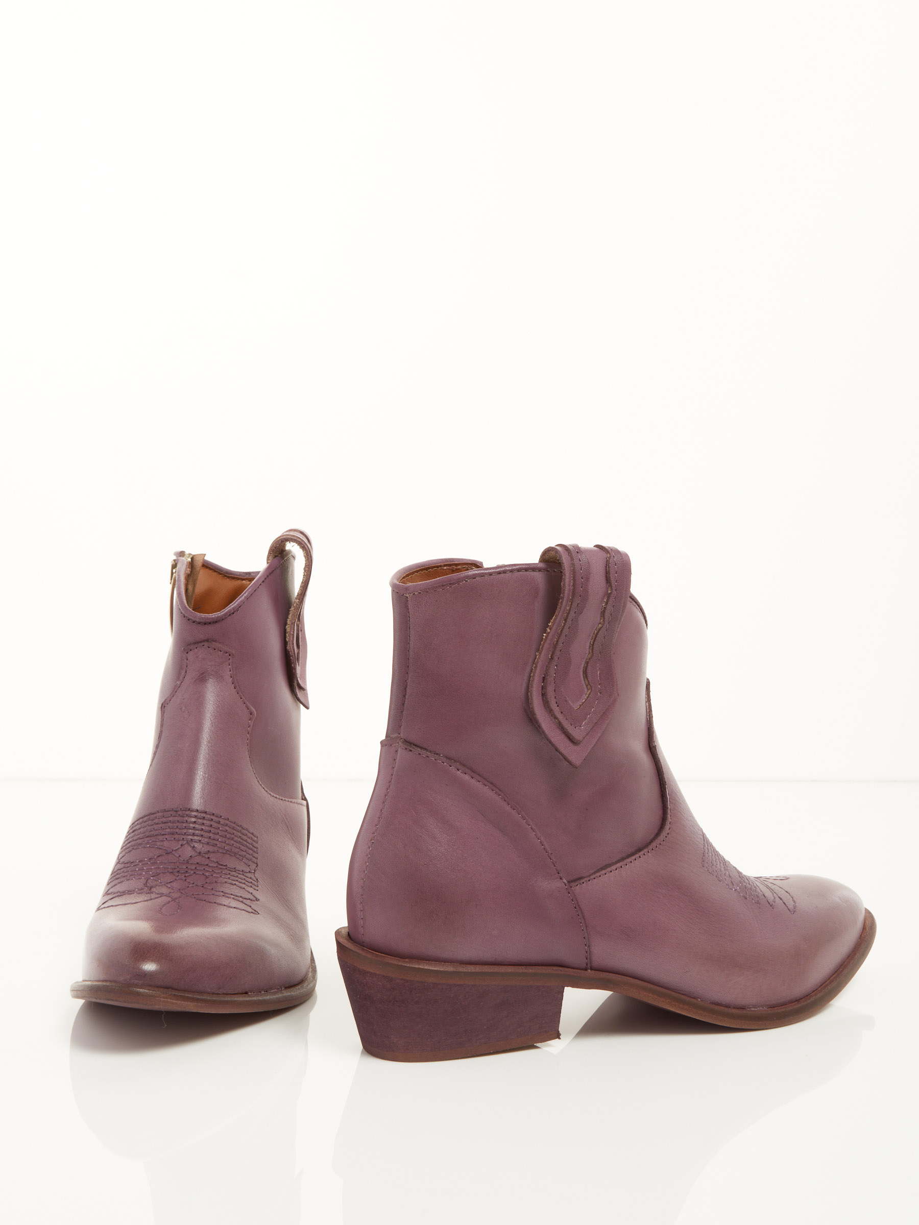 Vendita Leather Cowboy Ankle Boots F0545554-0499 Sito Ufficiale